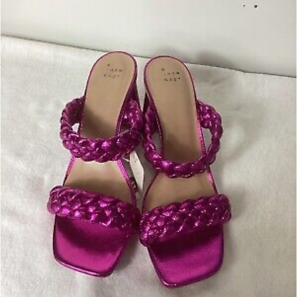 NWT Hot Pink Braided Heeled Sandals - Picture 5 of 12
